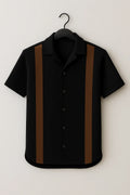 ELLS CART ARTICLE # 3302 Black Brown Panel Cuban Shirt