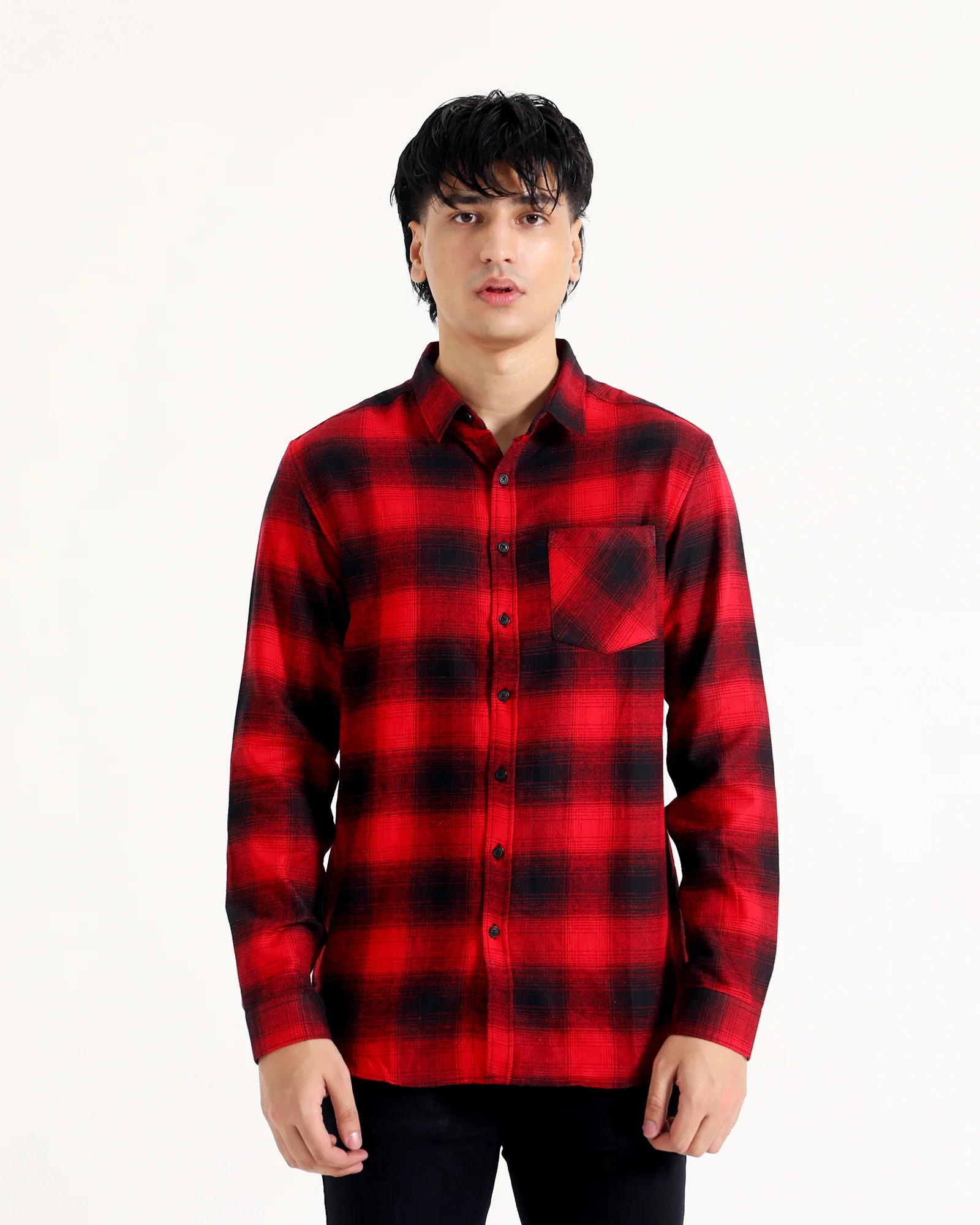 ELLS CART ARTICLE # 3303 Mens Red and Black Check Shirt
